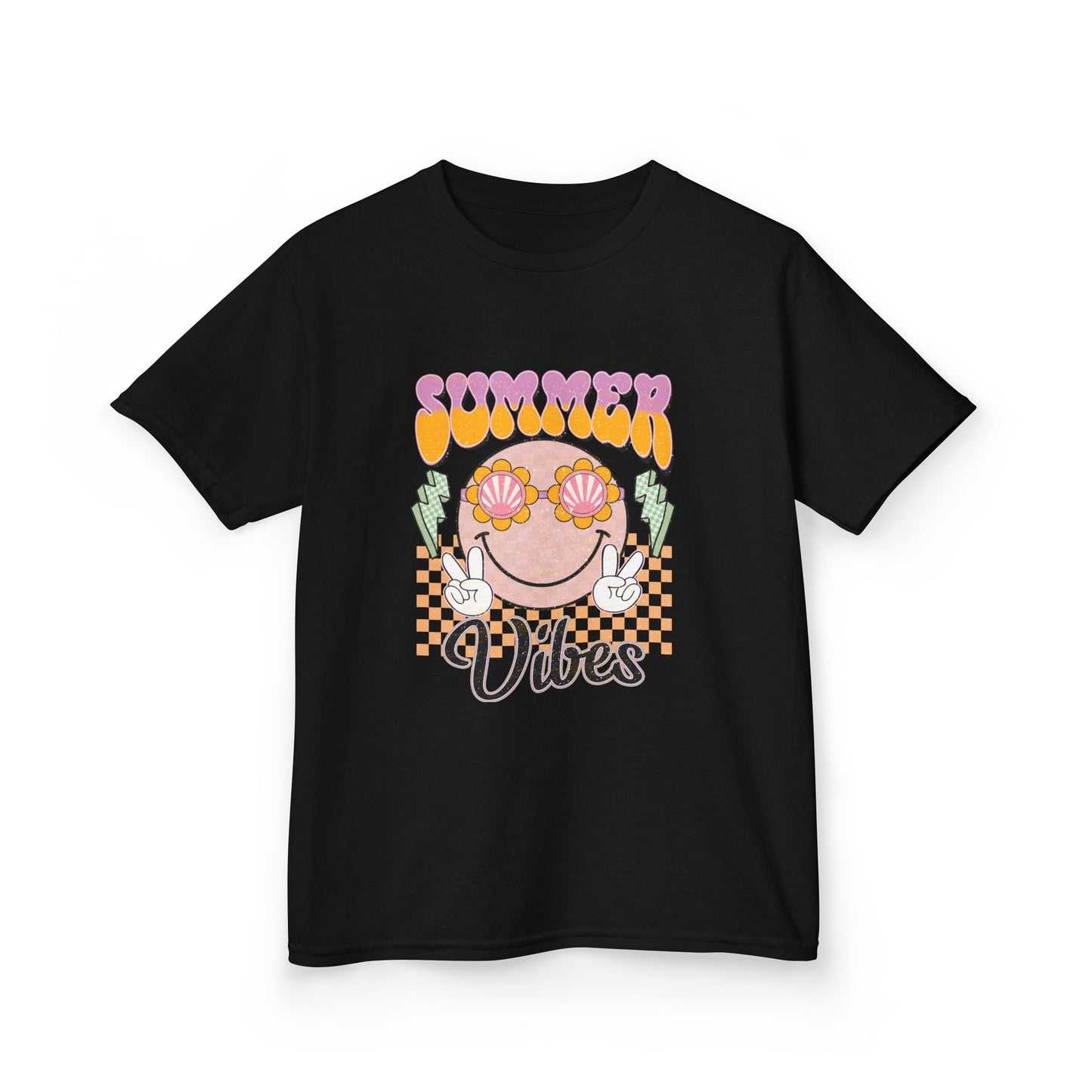 Kids Tee — "Groovy Summer Vibes" Smiley Graphic