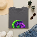 Psychedelic Spiral Snake T-Shirt — Neon Green & Purple Swirl Graphic Tee