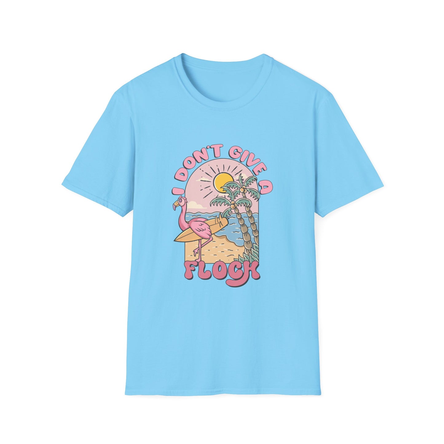 I Don't Give A Flock T-Shirt — Retro Flamingo Sunset Graphic Tee