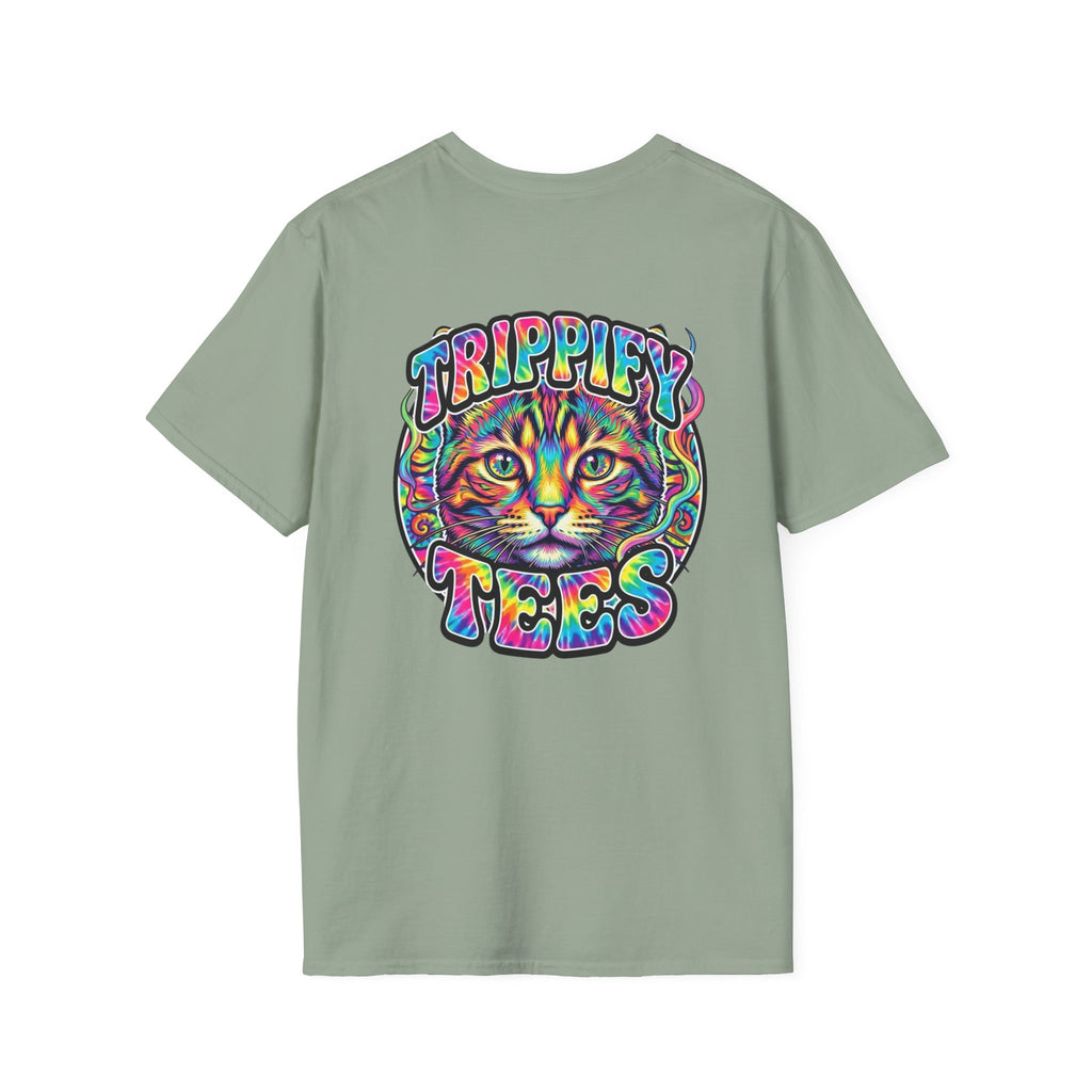 Tie Dye Cat Graphic T-Shirt — Colorful Mini Logo Tee