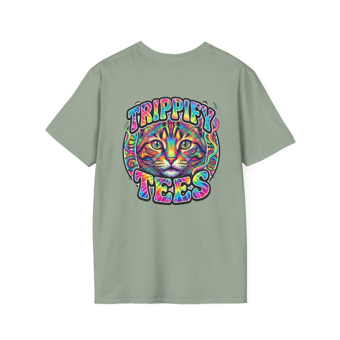 Tie Dye Cat Graphic T-Shirt — Colorful Mini Logo Tee