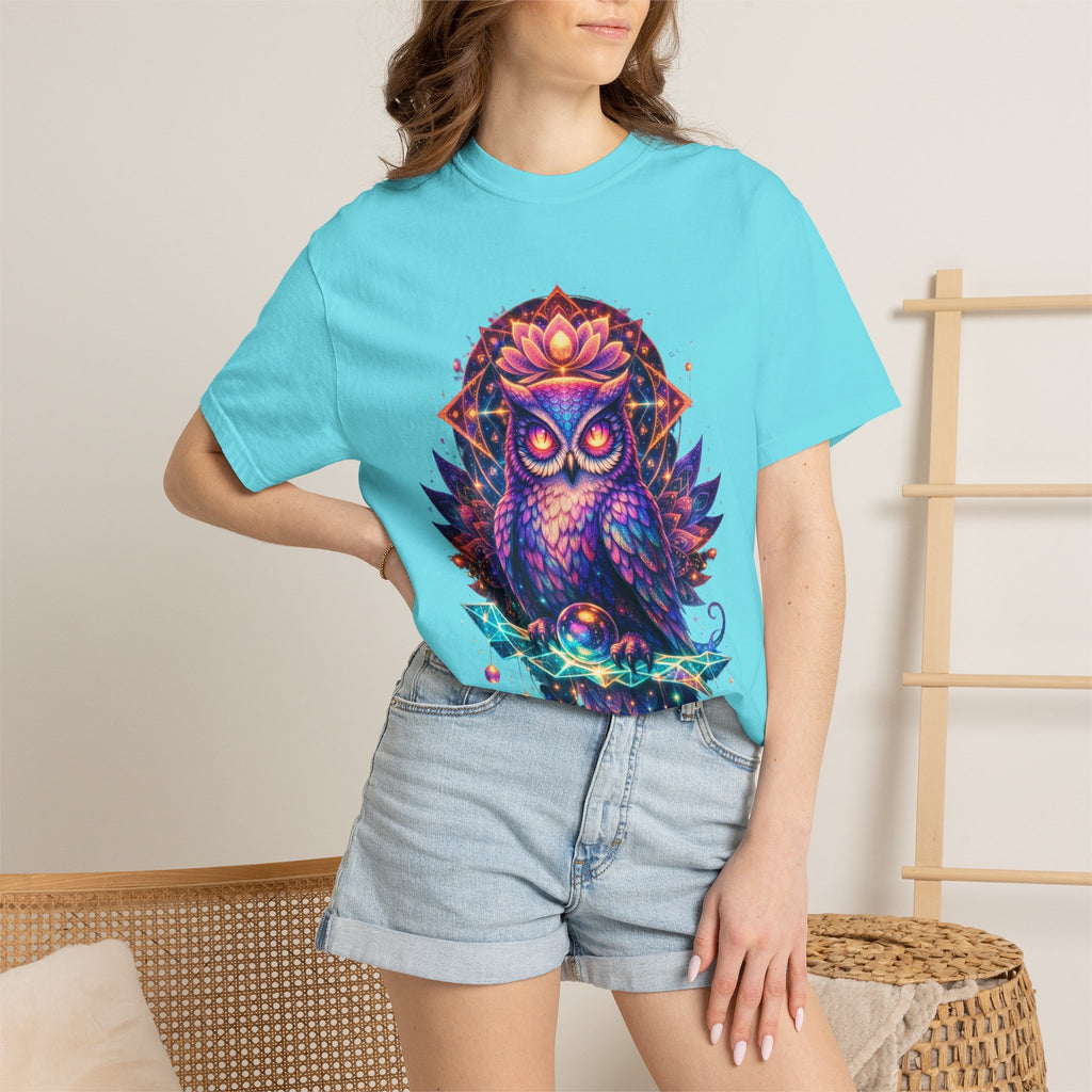 Mystic Owl Graphic T-Shirt — Colorful Boho Owl Art Tee