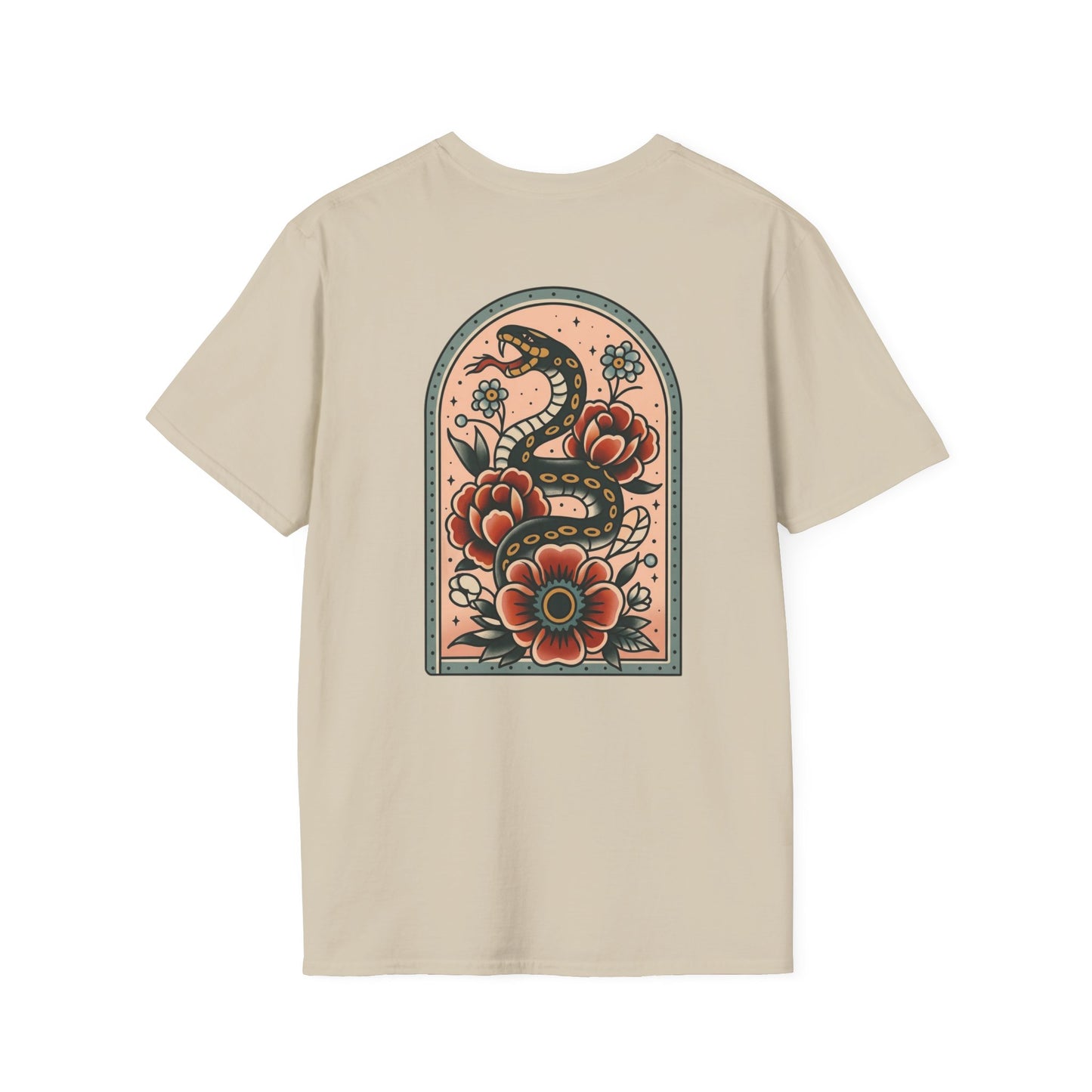 Vintage Snake & Floral Tattoo T-Shirt