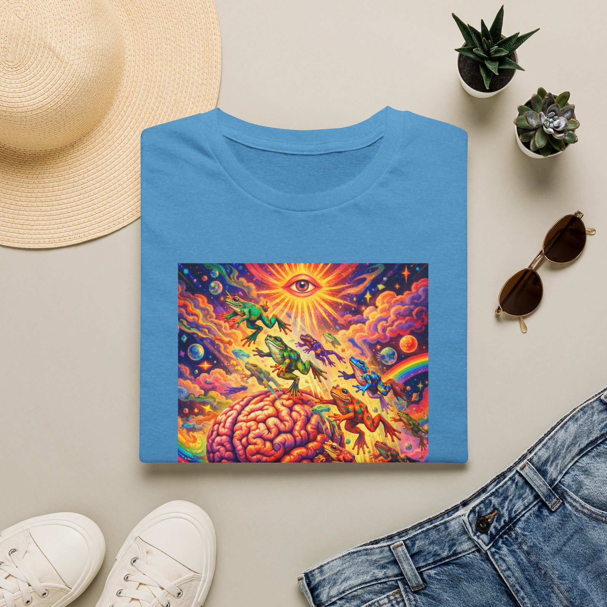 Psychedelic Brain Frog T-Shirt — Trippy Rainbow Mindscape Art