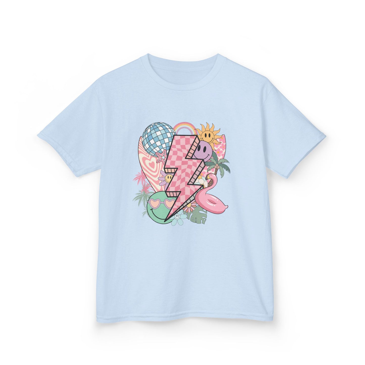 Kids Lightning Heart Graphic Tee — Cute Tropical Surf Vibes