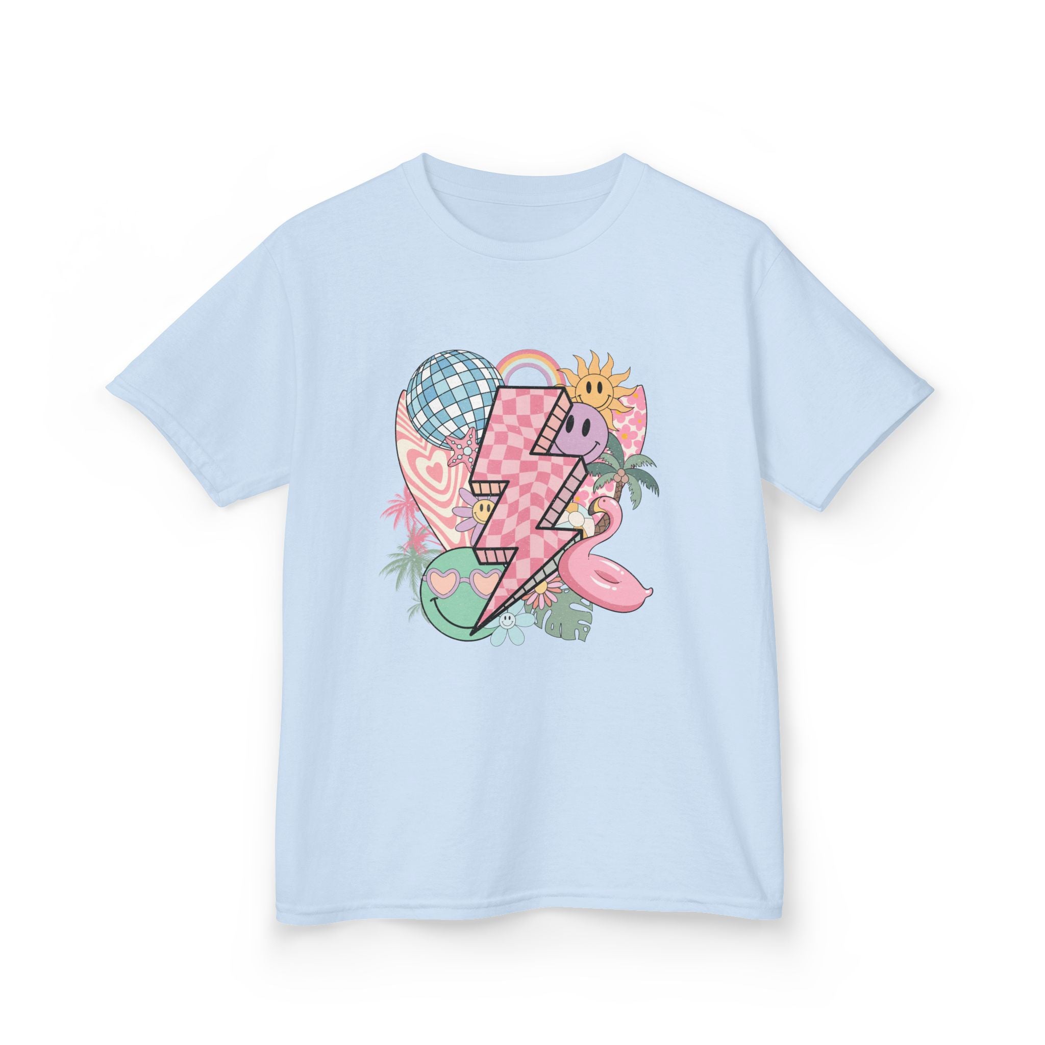 Kids Lightning Heart Graphic Tee — Cute Tropical Surf Vibes