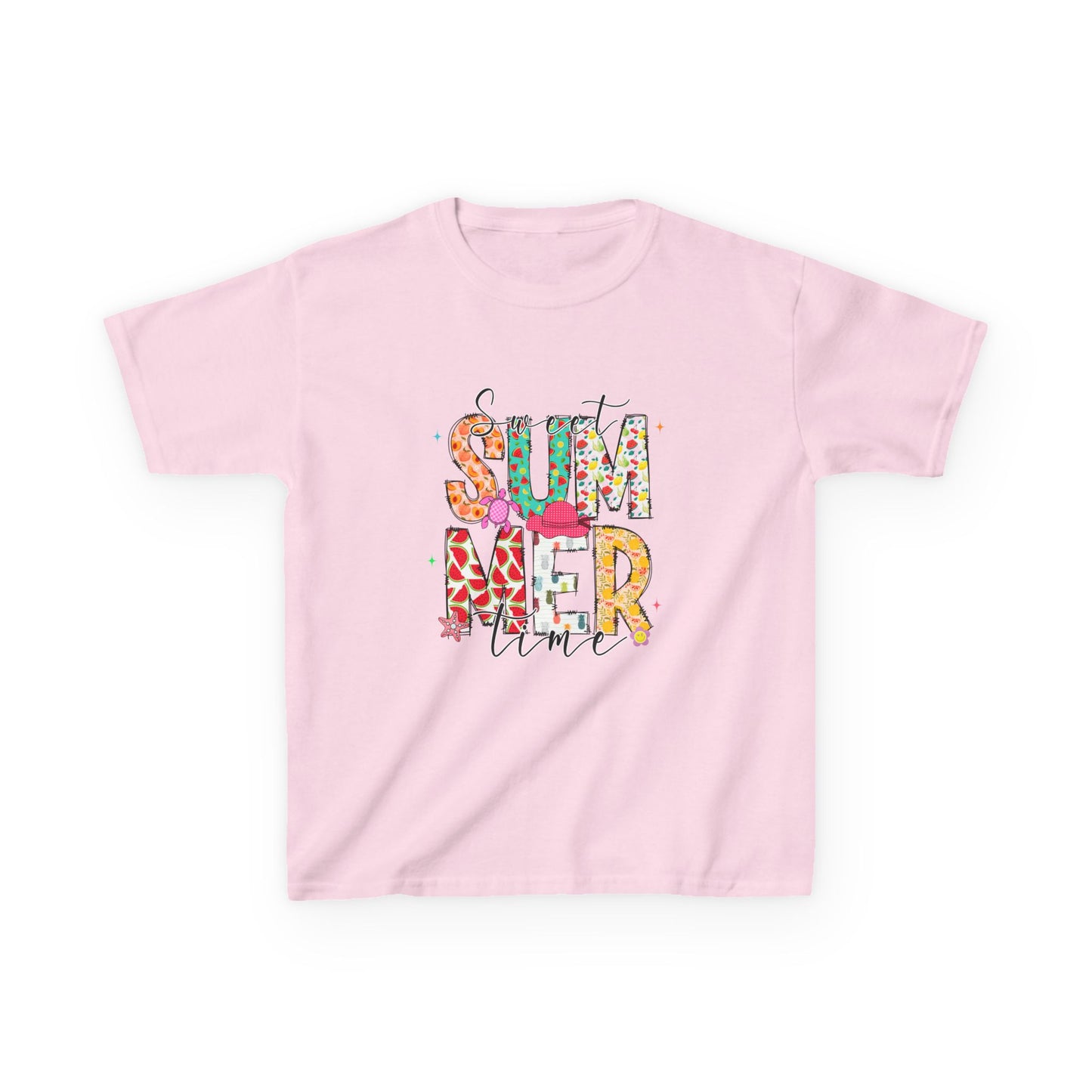 Kids Summer Vibes Tee – Colorful Floral "Summer Time" Graphic