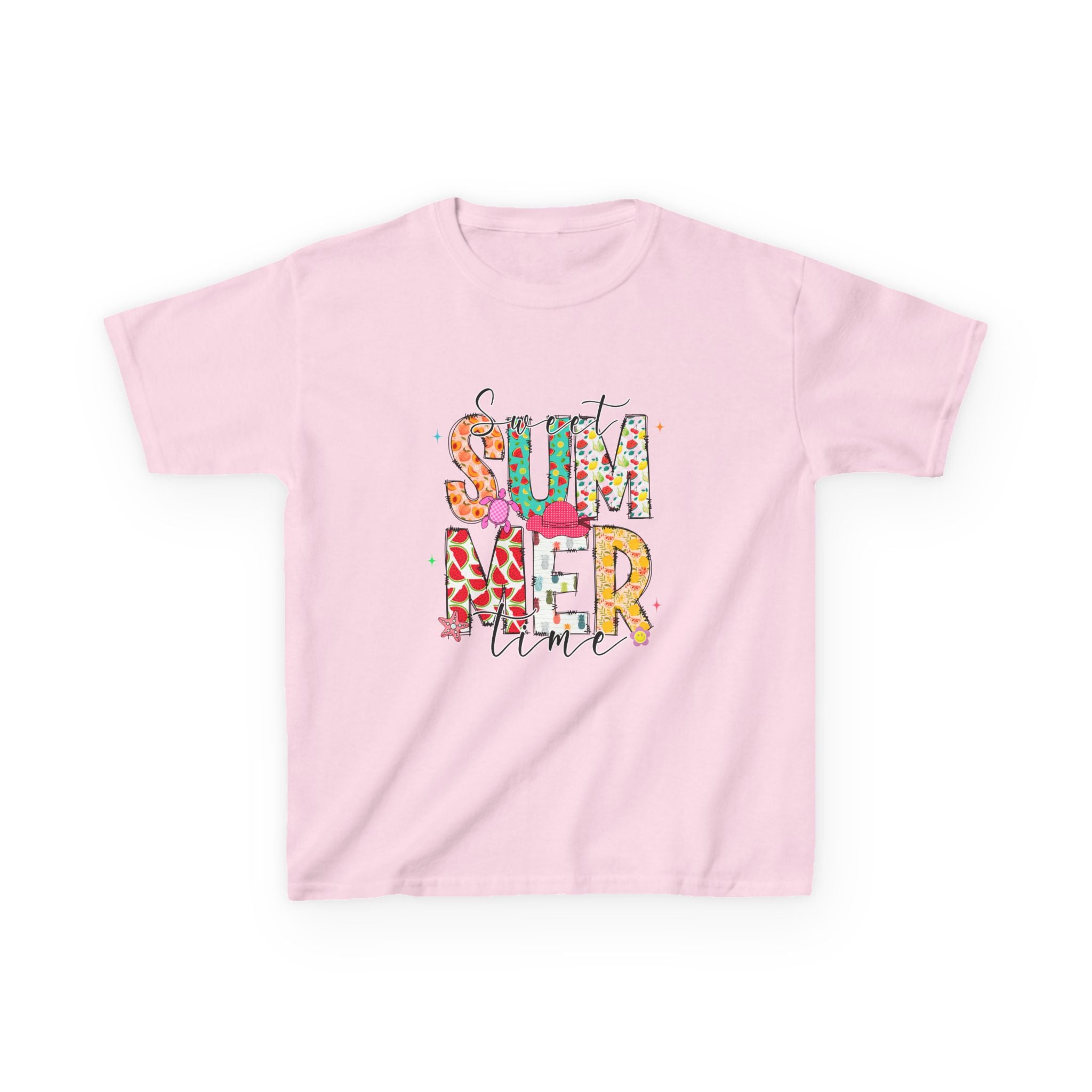 Kids Summer Vibes Tee – Colorful Floral "Summer Time" Graphic