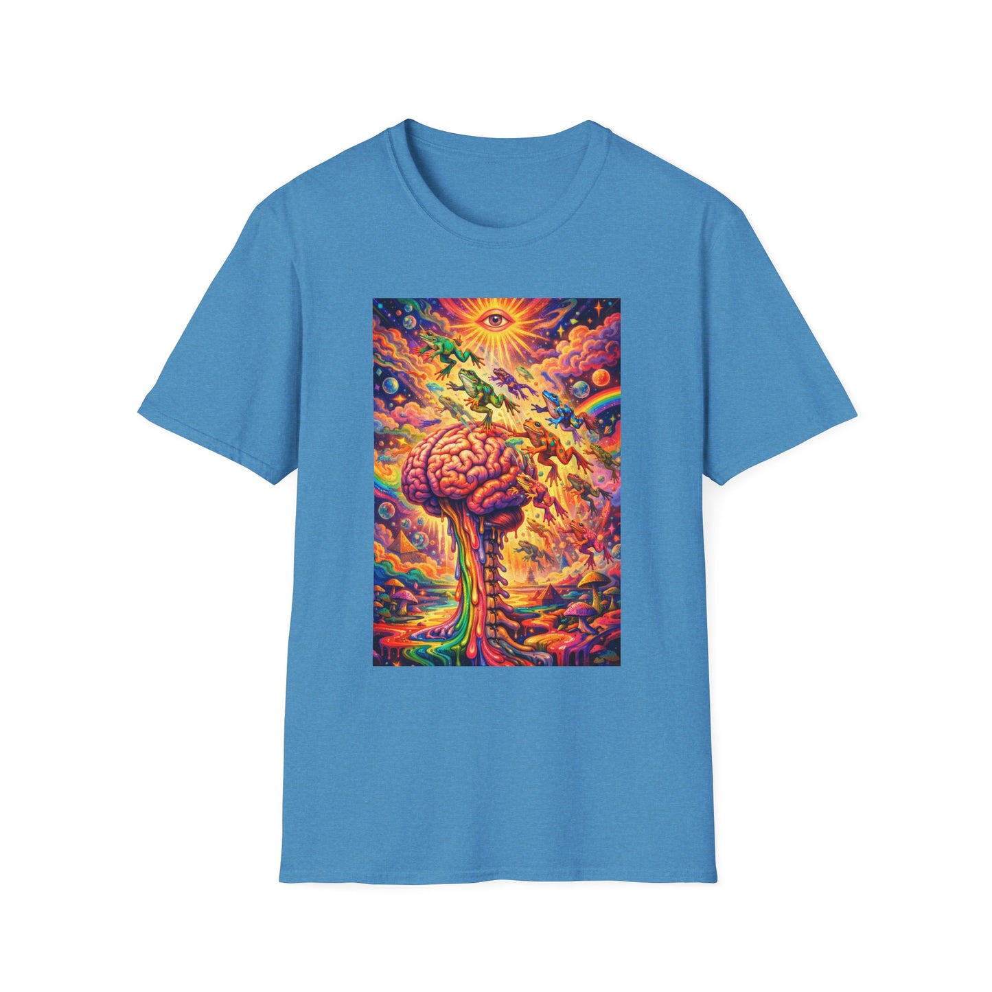 Psychedelic Brain Frog T-Shirt — Trippy Rainbow Mindscape Art