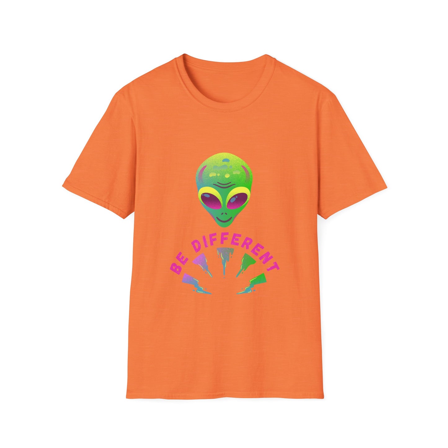 Alien "Be Different" T-Shirt — Colorful Retro UFO Graphic Tee