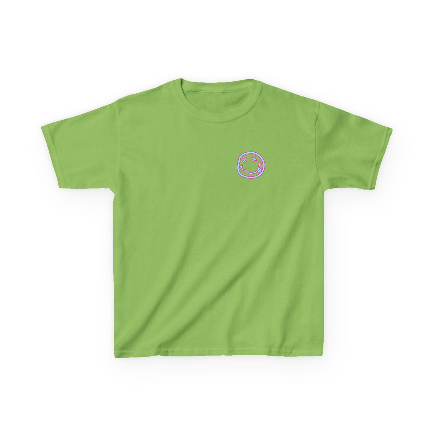 Kids Tee — Retro Pink Checker Smiley Face with Star Eyes