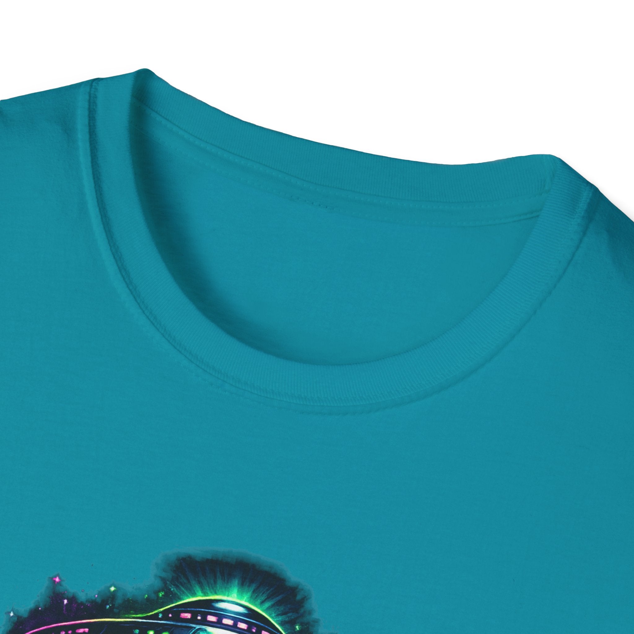 Alien Abduction Graphic Tee — Neon UFO & Alien Illustration T-Shirt