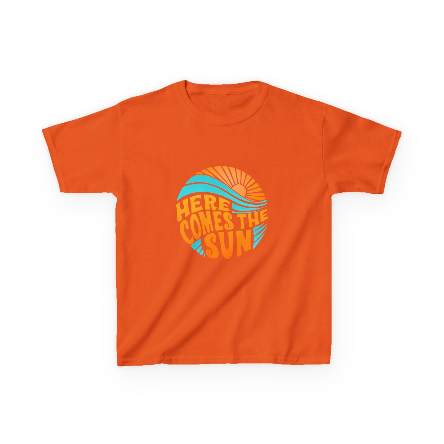 Kids T-Shirt — “Here Comes the Sun” Retro Sunshine Graphic Tee