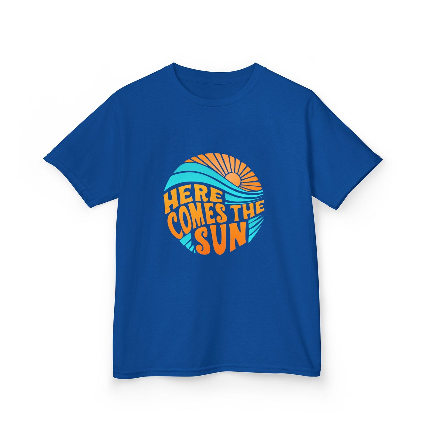 Kids T-Shirt — “Here Comes the Sun” Retro Sunshine Graphic Tee