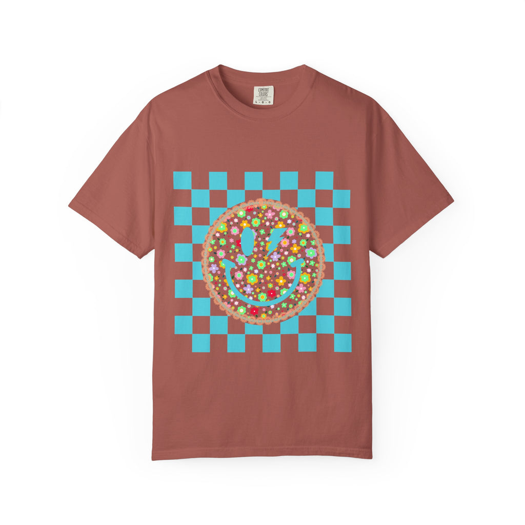 Floral Smiley Checkerboard T-Shirt