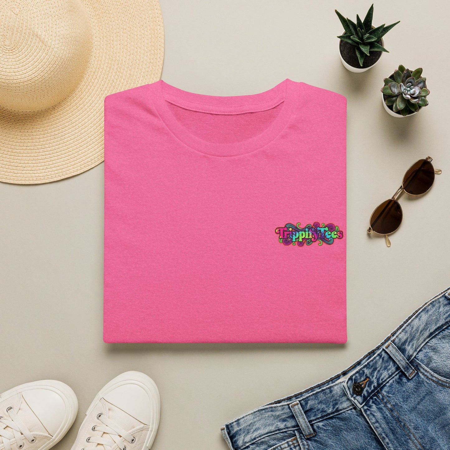 Tie Dye Cat Graphic T-Shirt — Colorful Mini Logo Tee
