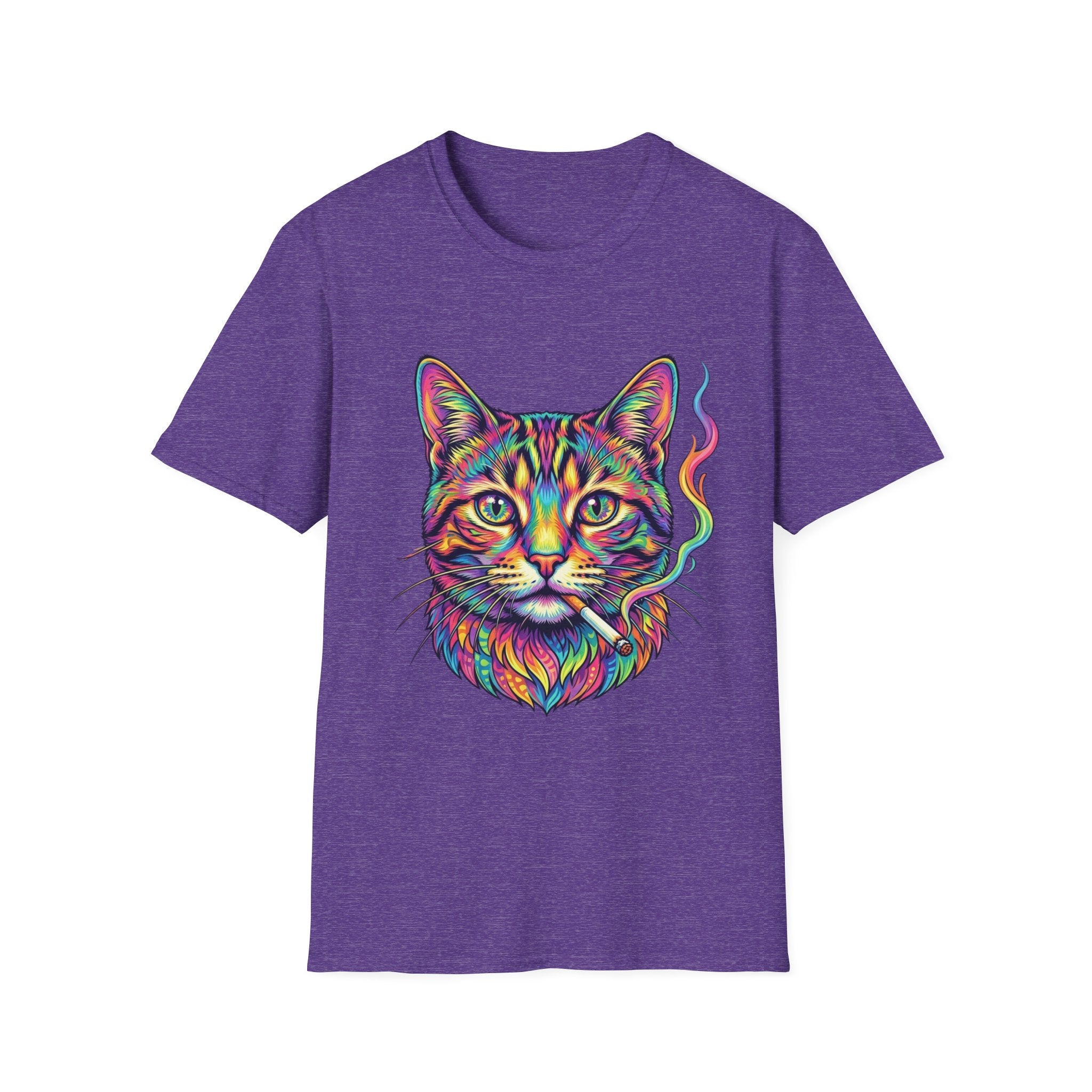 Colorful Psychedelic Cat T-Shirt — Vibrant Rainbow Cat Portrait Tee