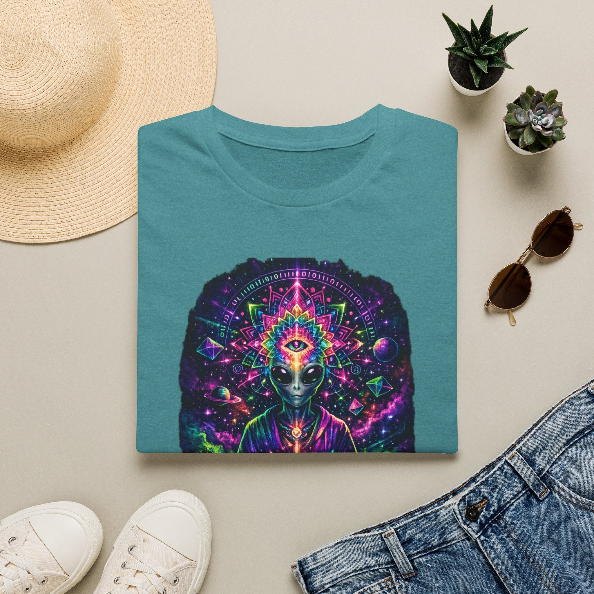 Psychedelic Third Eye Alien T-Shirt — Cosmic Meditation Graphic Tee