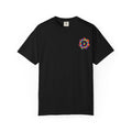 Psychedelic Geometric Star T-Shirt — Neon Mandala Chest & Back Graphic