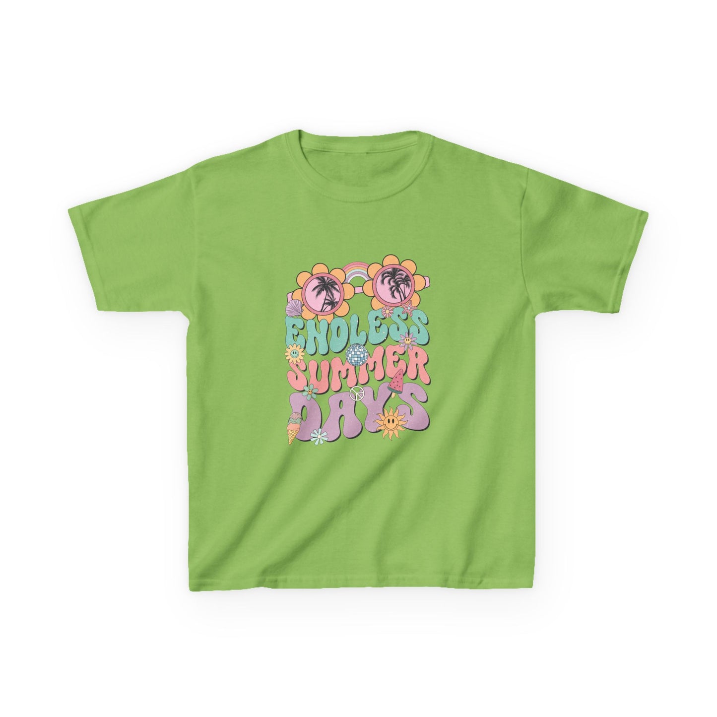 Kids Summer Tee — "Endless Summer Days" Retro Floral Sunglasses Shirt
