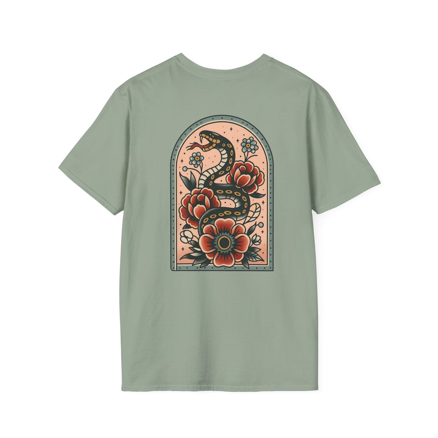 Vintage Snake & Floral Tattoo T-Shirt