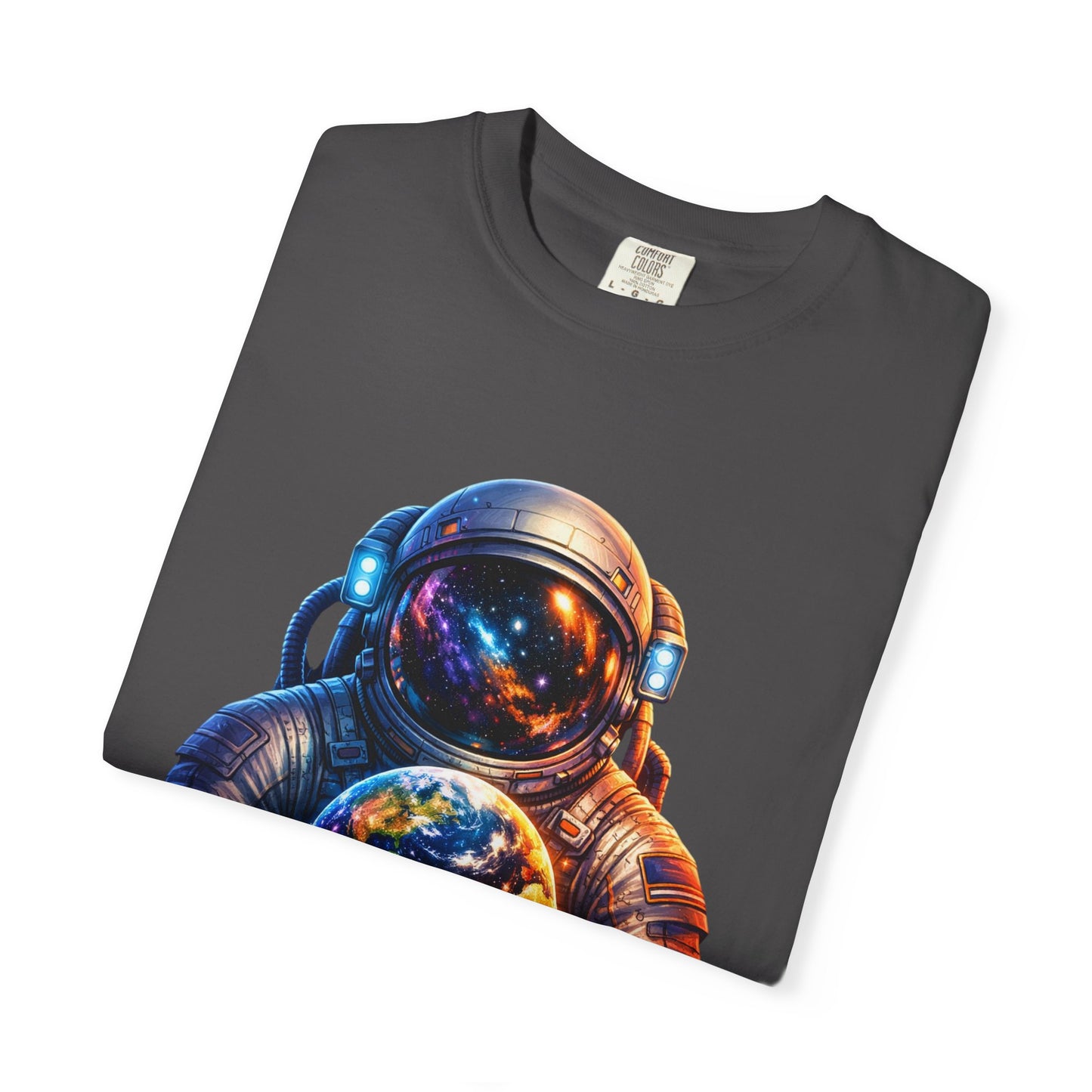 Astronaut Holding Melting Planet T-Shirt — Psychedelic Space Graphic Tee